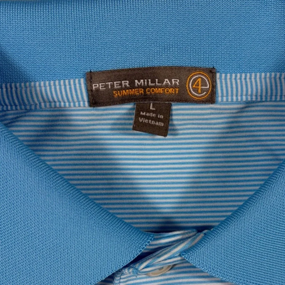 Peter Millar Summer Comfort Polo Mens Large Striped Blue Butterfield Country